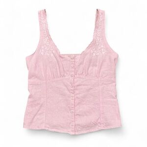 Hollister Light Pink Embroidered Tank Top Size S